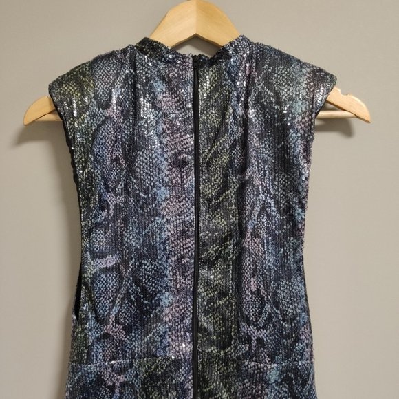 ASOS Sequin Multicolor Print Sleeveless Party Dress Size 8 - Picture 7 of 10